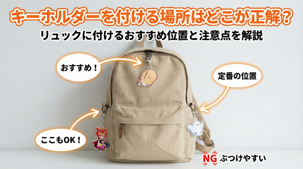 キーホルダーを付ける場所はどこが正解？リュックに付けるおすすめ位置と注意点を解説