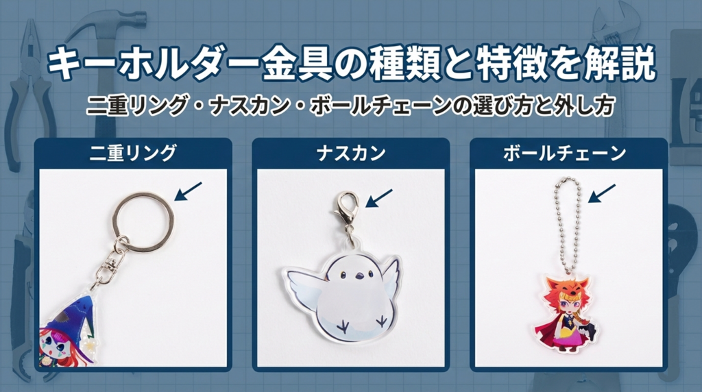 キーホルダー金具の種類と特徴を解説｜二重リング・ナスカン・ボールチェーンの選び方と外し方