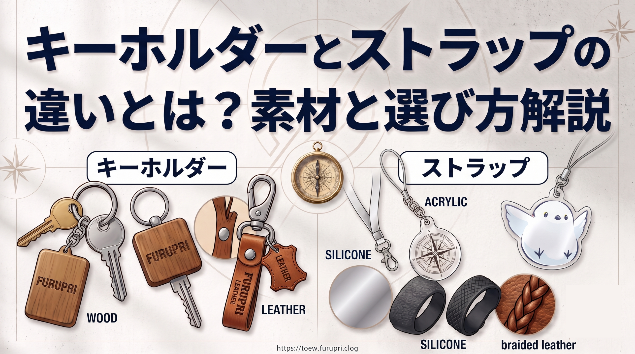 キーホルダーとストラップの違いとは？素材ごとの特徴や選び方も解説