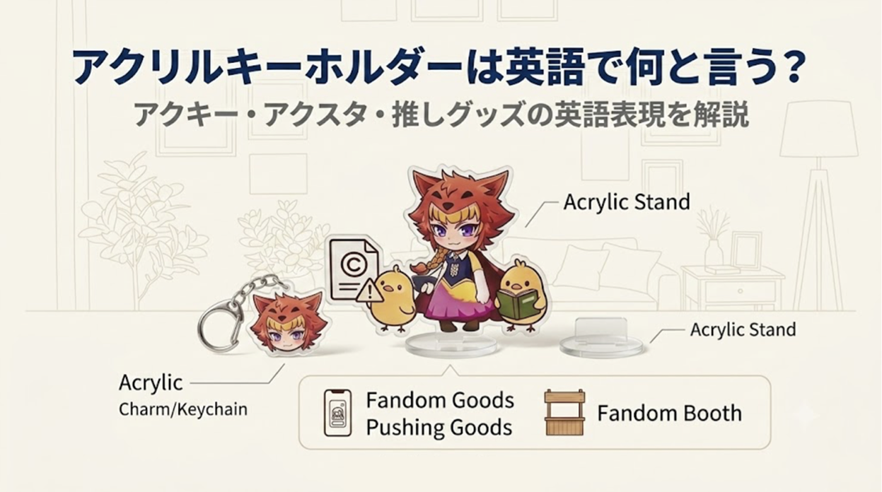 アクリルキーホルダーは英語で何と言う？アクキー・アクスタ・推しグッズの英語表現を解説