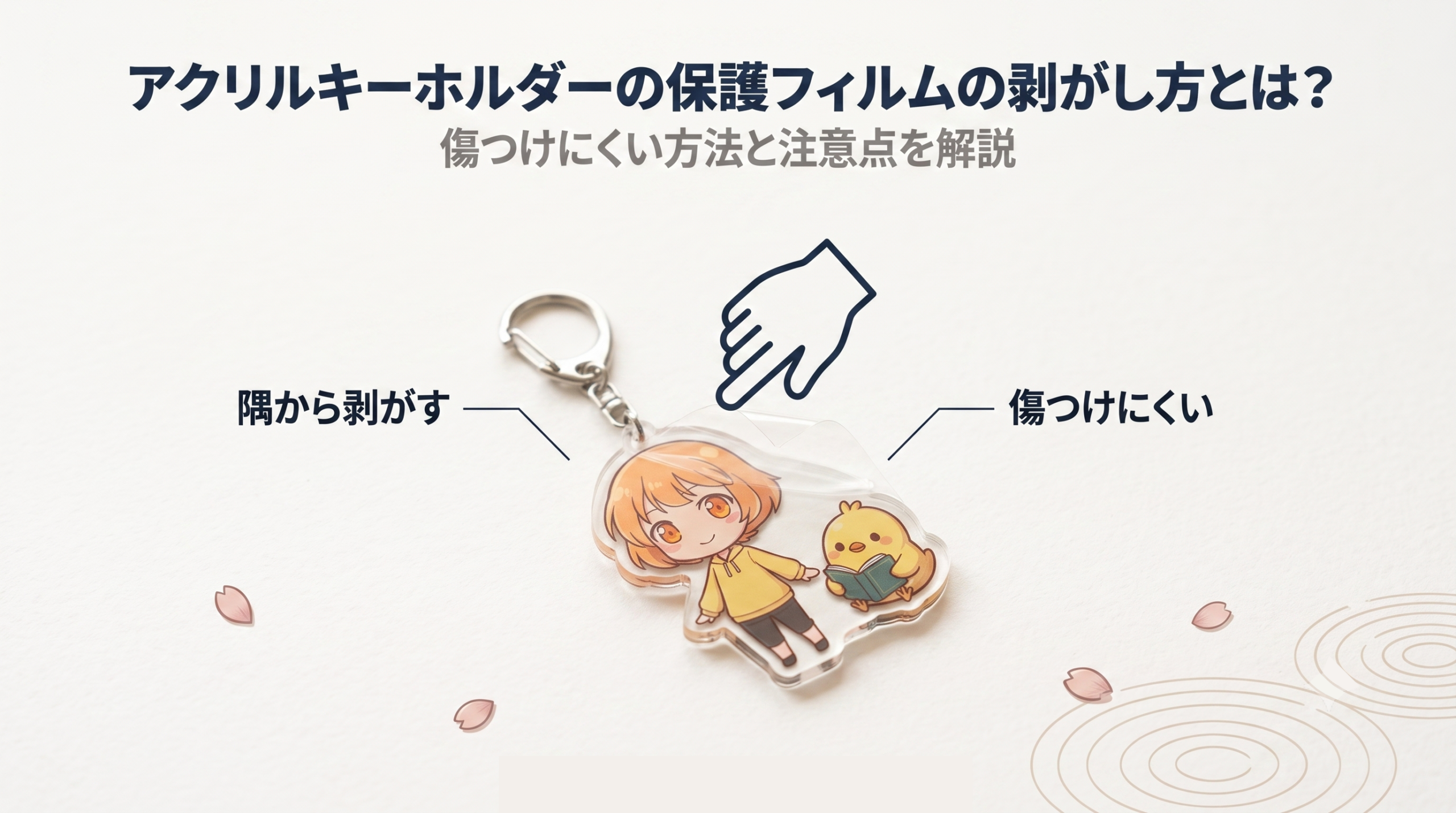 アクリルキーホルダーの保護フィルムの剥がし方とは?傷つけにくい方法と注意点を解説