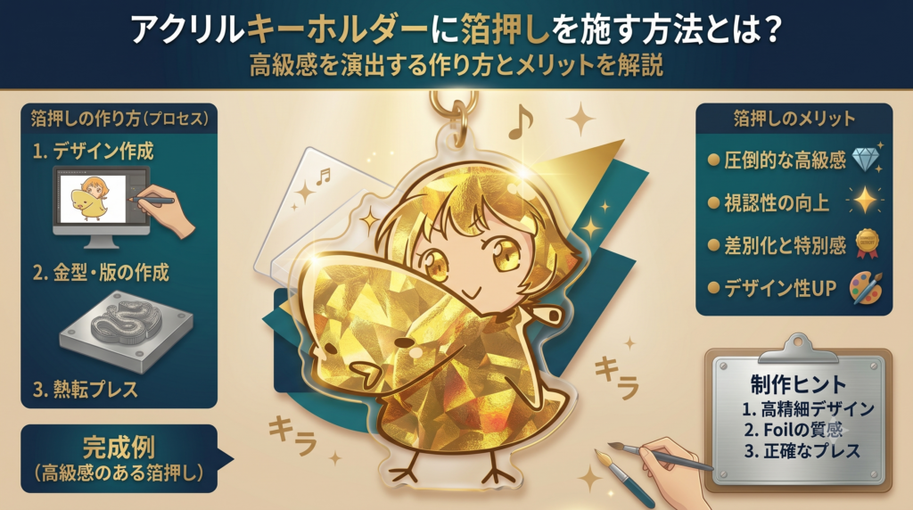 アクリルキーホルダーに箔押しを施す方法とは？高級感を演出する作り方とメリットを解説