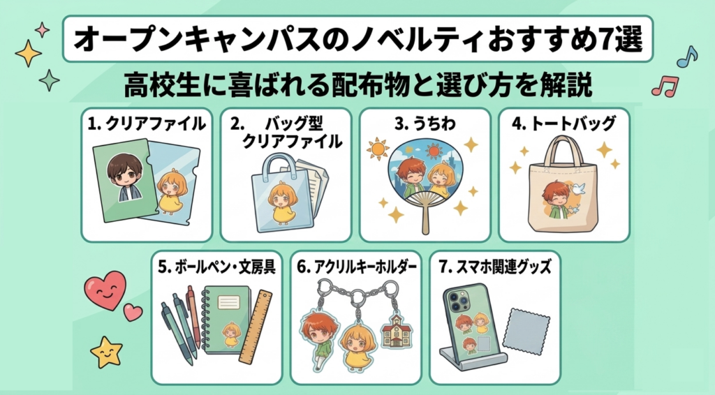 オープンキャンパスのノベルティおすすめ7選｜高校生に喜ばれる配布物と選び方を解説