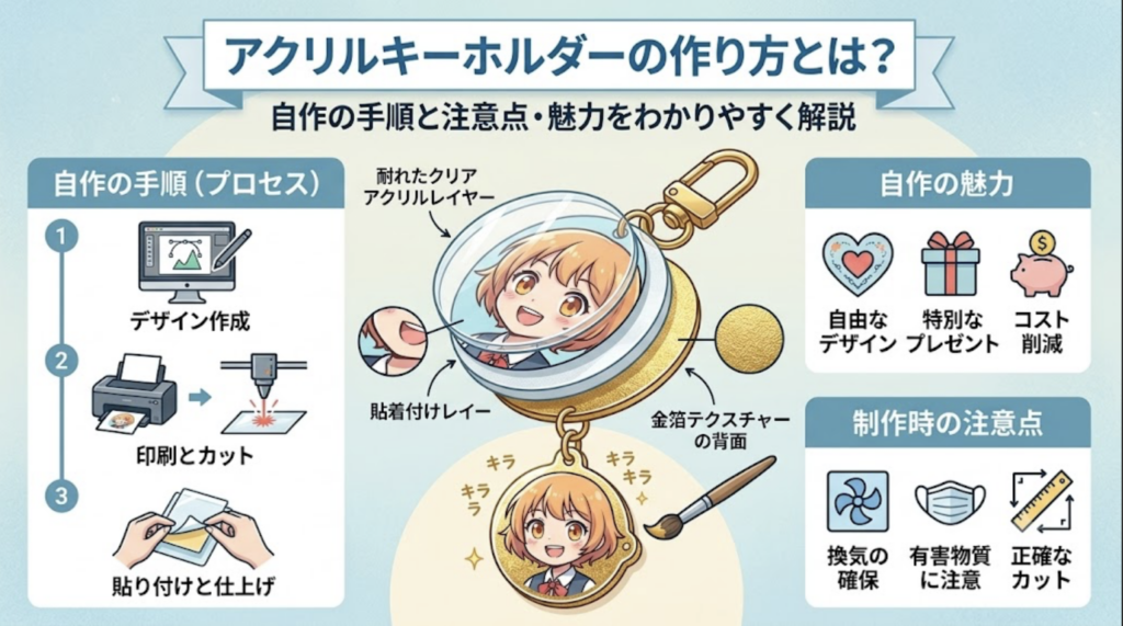 アクリルキーホルダーの作り方とは？自作の手順と注意点・魅力をわかりやすく解説