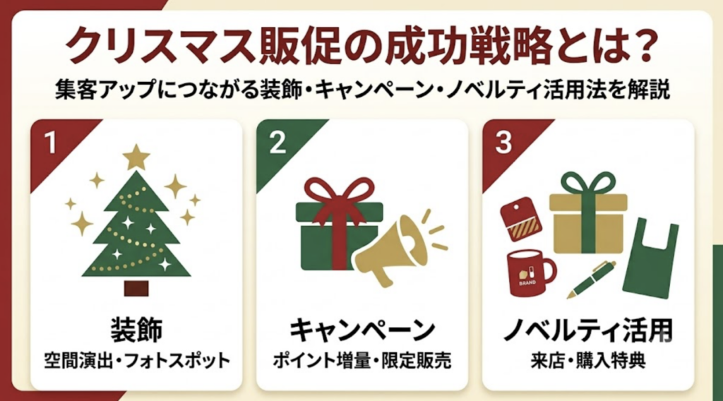 クリスマス販促の成功戦略とは？集客アップにつながる装飾・キャンペーン・ノベルティ活用法を解説