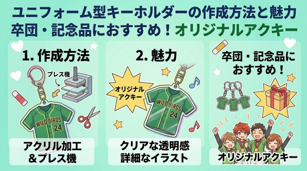 ユニフォーム型キーホルダーの作成方法と魅力｜卒団・記念品におすすめのオリジナルアクキー