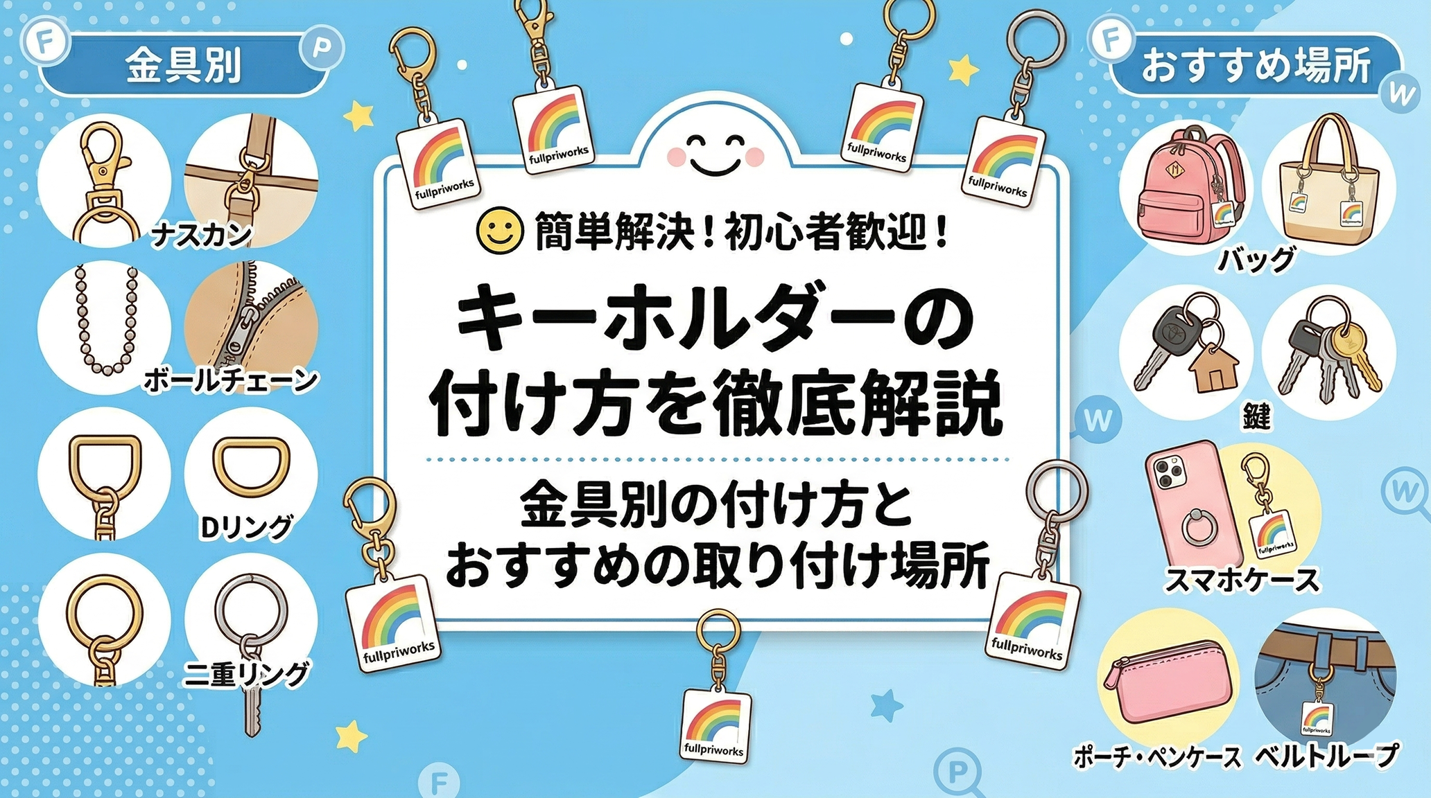 キーホルダーの付け方を徹底解説｜金具別の付け方とおすすめの取り付け場所