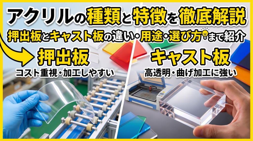 アクリルの種類と特徴を徹底解説｜押出板とキャスト板の違い・用途・選び方まで紹介