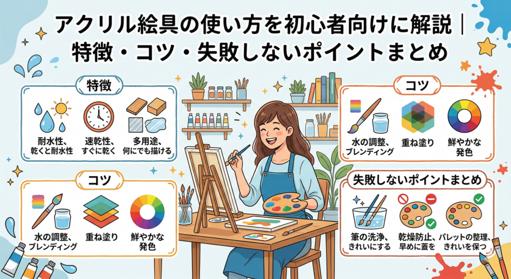 アクリル絵具の使い方を初心者向けに解説｜特徴・コツ・失敗しないポイントまとめ