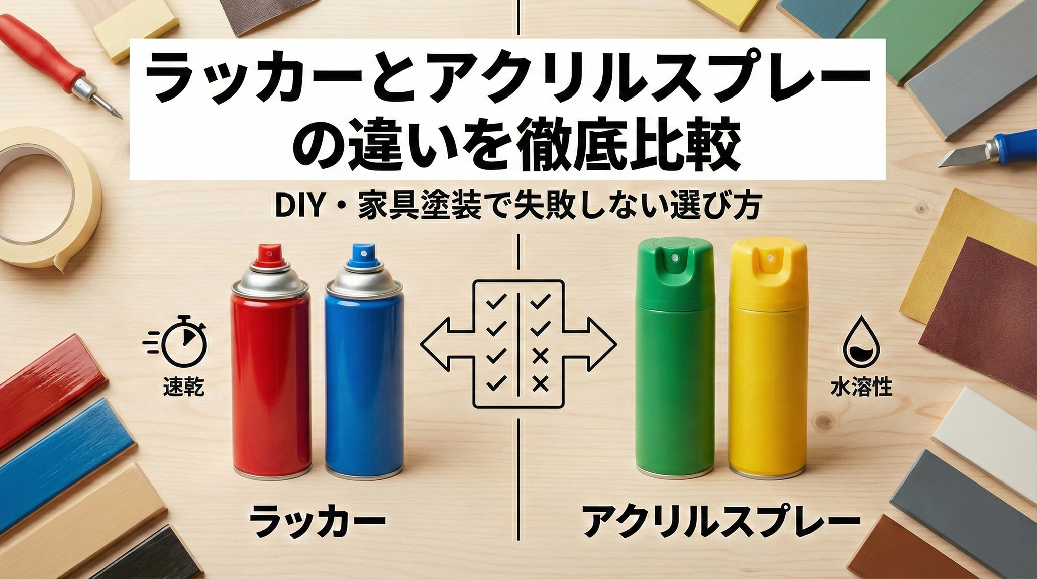 ラッカーとアクリルスプレーの違いを徹底比較｜DIY・家具塗装で失敗しない選び方