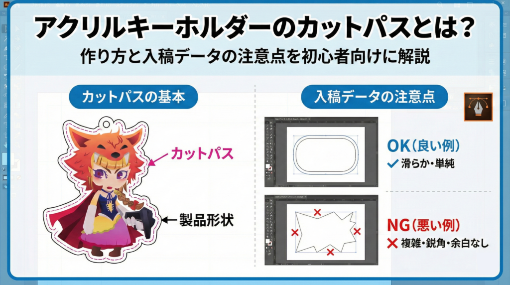 アクリルキーホルダーのカットパスとは？作り方と入稿データの注意点を初心者向けに解説