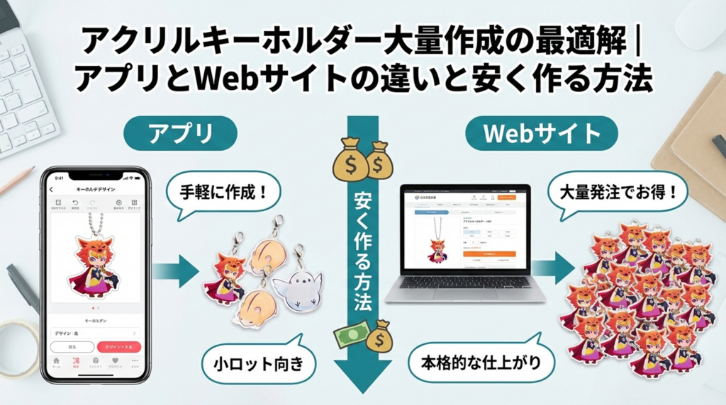 アクリルキーホルダー大量作成の最適解｜アプリとWebサイトの違いと安く作る方法
