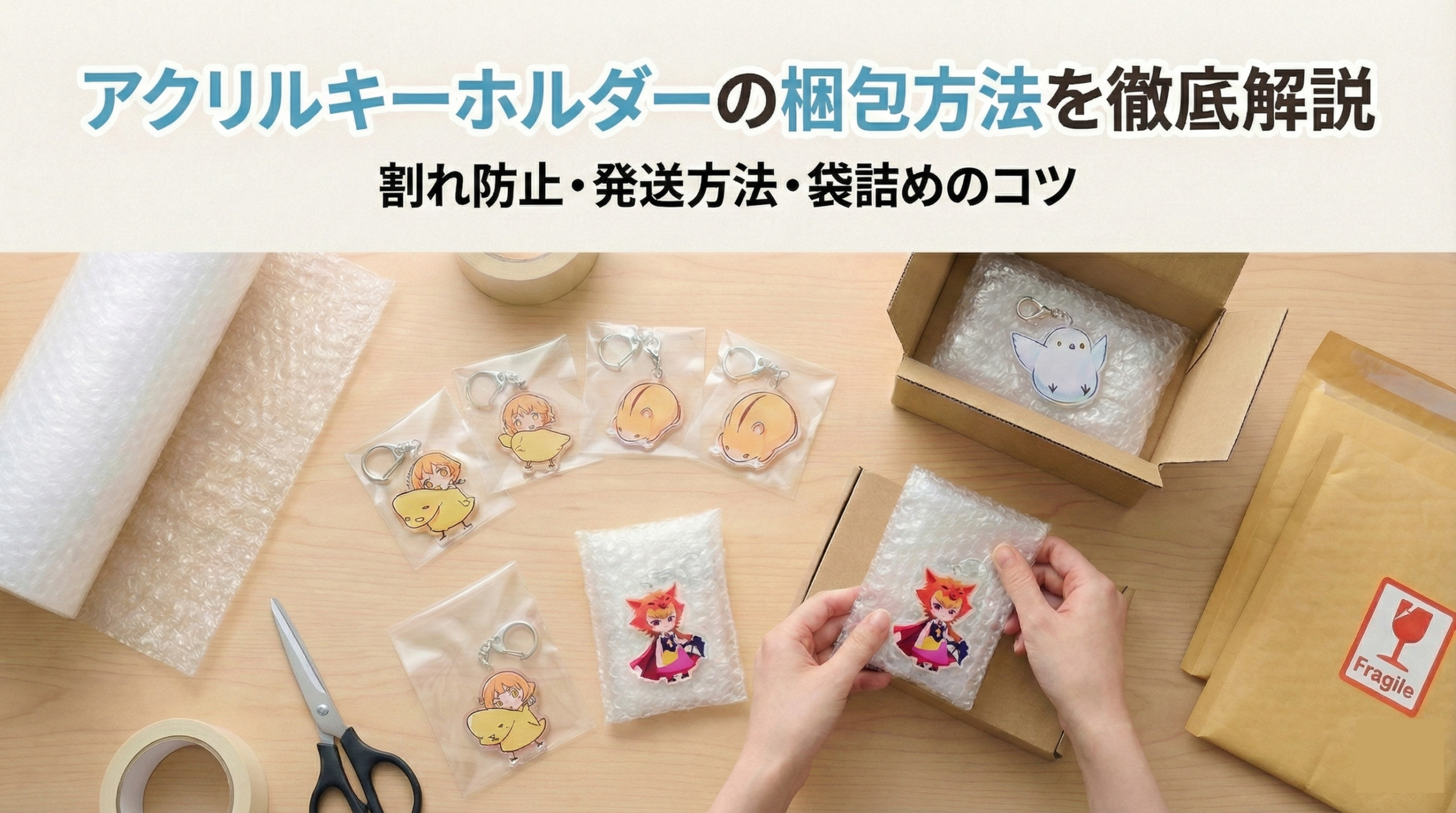 アクリルキーホルダーの梱包方法を徹底解説|割れ防止・発送方法・袋詰めのコツ
