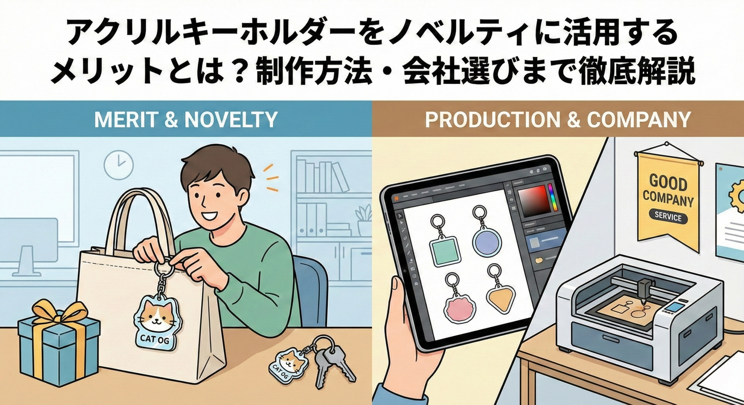 アクリルキーホルダーをノベルティに活用するメリットとは?制作方法・会社選びまで徹底解説