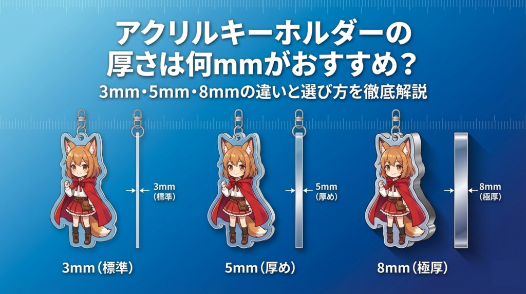 アクリルキーホルダーの厚さは何mmがおすすめ？3mm・5mm・8mmの違いと選び方を徹底解説