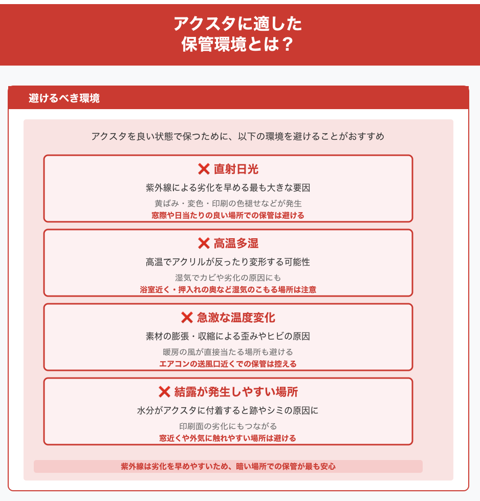 アクスタに適した保管環境とは？